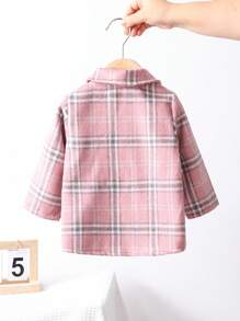 Baby Girl Pink Plaid Winter Jacket, Warm & Comfortable