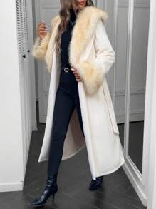 SHEIN Clasi Women's Casual Plush Fluffy Collar Jacket For Autumn/Winter