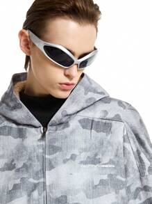 NEON BLANC Men's Long Sleeve Fluffy Lined Windbreaker Jacket, For Fall Winter - Light Grey - View 6