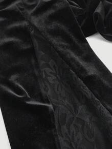 SHEIN MOD Damen Schwarze Ultra Taille Spitze Bund Schlaghose, Piraten Kostüm für Frauen, Hexe, Silvester, Silvester Damenkleidung, Party Damen Hose, Silvester - Schwarz - Übersicht 5