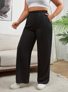 RueChic Plus Grey And Black Color Sweatpants With Elastic Waist Multipack - Multicolor - View 4