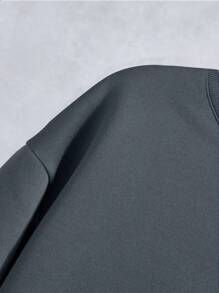 Manfinity Dauomo 2pcs Men's Casual Sports Daily Contrast Color Round Neck Drop Shoulder Sweatshirt And Sweatpants Set, Autumn