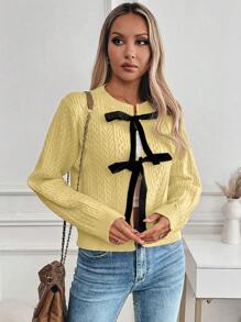 Chiquease Top casual de manga larga con amarre delantero para mujer, diseño minimalista para uso diario