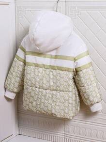 SHEIN Young Boys Classic Versatile Casual Cool Hooded Warm Snow Ski Padded Coat, Autumn/Winter - Multicolor - View 2