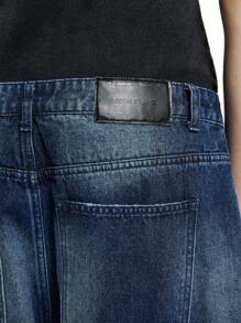 Manfinity VCAY Vaqueros rectos holgados de tela vaquera lavada para todos los días y casual para hombre, para otoño - Negro - Ver 5