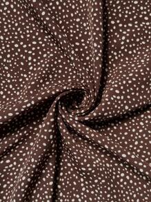 SHEIN Unity Đầm thường ngày họa tiết chấm bi cỡ lớn, viền bèo nhún, phù hợp cho mùa thu - màu nâu - Xem 4