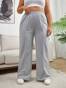 RueChic Plus Grey And Black Color Sweatpants With Elastic Waist Multipack - Multicolor - View 9