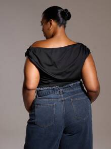 MUSERA Asymmetrisches gerafftes Oberteil in Große Größen für Ausgehen, sexy, Club, Party, Date Night, Urlaub, Rave, Konzert, Herbst Winter Saison