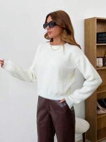 RueChic Pullover Sweater Design With Detail +300 - White - View 6