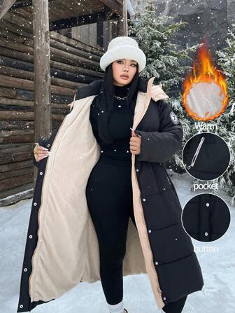 Calvaya Plus Size Women Winter Clothes Casual Everyday Warm Lined Zip-Up Hooded Padded Padded Coat Clothes