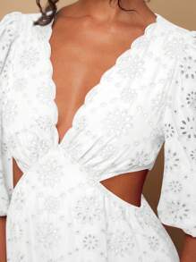 Travachic Vestido bordado con escote en V tejido de estilo festivo, vestido con mangas abullonadas de otoño, ropa de mujer de otoño, vestidos de mujer, mujer alta, vestido largo, vestido de mujer de otoño