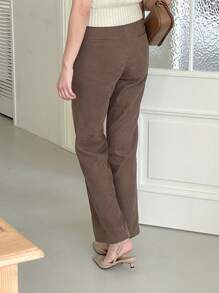 DAZY Solid Color Women Toothpick Design Flared Leg Casual Pants,Women Dress Pants,Fall Clothes - Brown - View 2