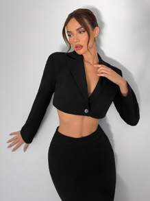 Aloruh Women Solid Color Single Button Crop Blazer And Back Slit A-Line Skirt 2 Pieces Suit Set Hollowed Costumes Thanksgiving Women Outfit Sexy Women Outfits Fall Clothes Christmas Women Two Pieces Fall Outfits Halloween Women Costumes Elegant Women Dresses Sexy Two Pieces Set Sexy Black Dress Women Skirt Set Women Suit Set Women Costumes Two Pieces Fall Sets Winter Women Sets Casual Two Pieces Set Outfit Sets Adult Costume Women Fall Sets Women Outfit Sets Fall Women Outfits