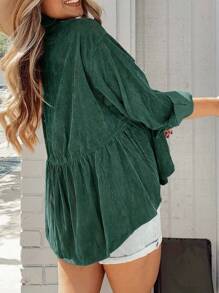 INAWLY Camisa casual de botones de unicolor para mujer de talla grande, para el Día de Acción de Gracias