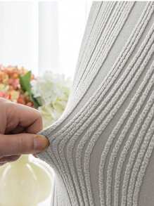 1pc Elegant Wave Pattern Jacquard Chair Cover, High-End Home & All-Purpose Use,Fall Decor,Autumn Decor,Room Decor - Grey - View 2