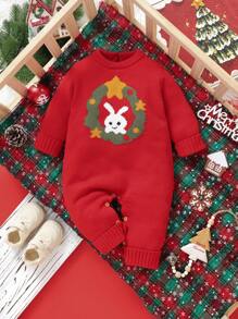 Barboteuse pour bébé fille d'Halloween une pièce, mignonne citrouille chat violet en jacquard tricoté, col rond, combinaison décontractée adorable à manches longues, produits essentiels unisexes pour bébé/tout-petit, pour Noël