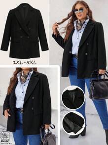 EMERY ROSE Blazer elegante da lavoro formale con bottoni sul collo e maniche lunghe, taglia comoda