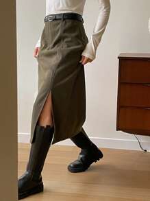 DAZY 女士A字开衩半身裙，秋冬款