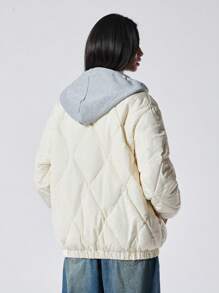 LYSMO Capa con capucha de moda minimalista de Ramadán, desgaste diario para invierno - Beis - Ver 2