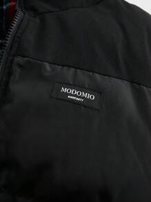 Manfinity VCAY Reversible Plaid Men Casual Collar Thickened Padded Coat, Windproof Warm Lined Coat, Fashionable Versatile Outerwear For Autumn/Winter, Christmas