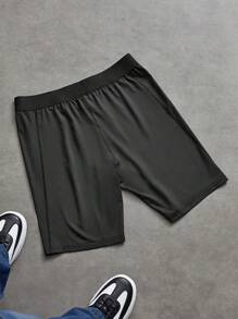 Manfinity Sport Corelite Men's Letter Print Elastic Comfort Sports Tight Pants, Suitable For Running And Fitness