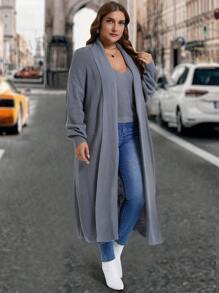 SHEIN LUNE Plus Size Solid Color Sleeveless Sweater Top And Cardigan Set, Autumn - Grey - View 5