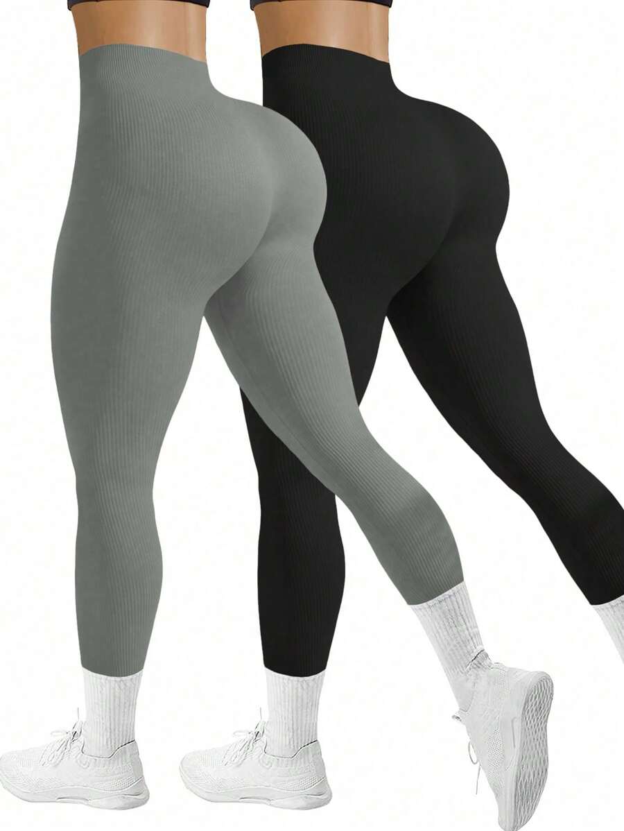 Easithlete 女士纯色运动紧身裤氨纶瑜伽裤 - 彩色 - 查看 1