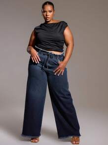 MUSERA Asymmetrisches gerafftes Oberteil in Große Größen für Ausgehen, sexy, Club, Party, Date Night, Urlaub, Rave, Konzert, Herbst Winter Saison