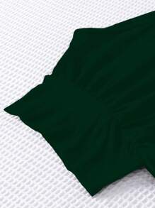 Calvaya Camiseta casual de talla grande para mujer con cuello de barco de unicolor de manga corta y diseño de cremallera lateral para el verano - Verde Oscuro - Ver 3