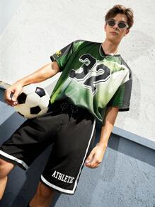 Gym Rark Boyfriend Style Men's Numeral Print V-Neck Sports T-Shirt, Suitable For Football Jersey - Multicolor - View 4