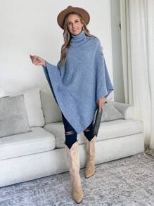 SHEIN LUNE Women's Casual Batwing High Neck Basic Pullover Sweater, Autumn/Winter