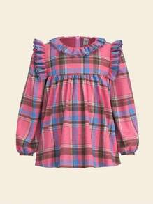 THE HAPPY LOOK Young Girls Pink Ruffled Collar Long Sleeve Casual Blouse For Fall & Winter - Multicolor - View 1