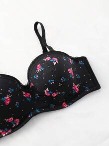 Plus Size Elegant Ditsy Floral Print Lace Trim Lingerie Brassiere - Multicolor - View 4