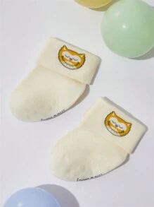 SmileyWorld® | SHEIN 2 件套棉质柔软吸水可爱卡通婴儿袜子 - 彩色 - 查看 7