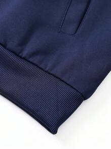 Manfinity Campus Court Men's Front Zipper Long Sleeve Solid Color Patchwork Minimalist Hoodie With Numeric Prints