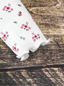 SHEIN 2 件装少女碎花立领荷叶边修身休闲 T 恤套装 - 彩色 - 查看 4