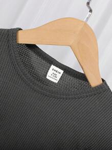 3 件套男婴时尚冬季套装：灯芯绒无袖背心夹克 + 华夫格针织上衣 + 裤子，防风保暖，适合外出、居家和派对 - 灰色 - 查看 7