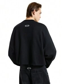 NEON BLANC Men's Gingerbread Letter Crew Neck Long Sleeve Sweatshirt, For Fall Winter, Christmas - Black - View 3