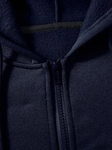 Manfinity Dauomo 1pc Men's Solid Color Long Sleeve Zip Up Drawstring Hoodie Sweatshirt, Autumn