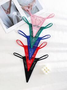5-Pack Sexy Lace Heart Decorated G-String Panties Lingerie