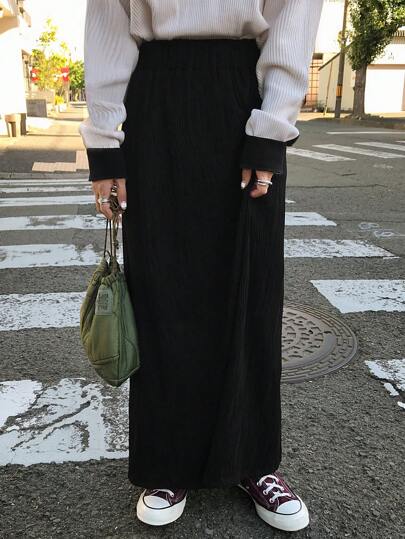 FRIFUL Women Casual Straight Solid Color Skirt For Autumn/Winter