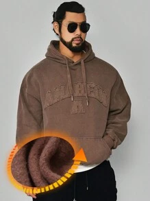 DAZY Men's Letter Printed Thermal Lined Hoodie, Autumn/Winter