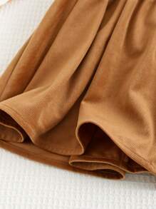 Cozy Pixies 2pcs Baby Girl Cartoon Animal Print Crew Neck Long Sleeve Top & Ruffle Trim Square Collar Cinched Waist Dress Set - Khaki - View 4