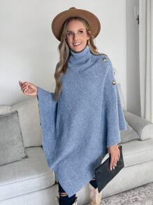 SHEIN LUNE Women's Casual Batwing High Neck Basic Pullover Sweater, Autumn/Winter