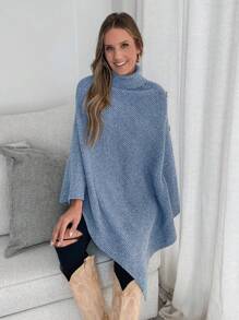 SHEIN LUNE Women's Casual Batwing High Neck Basic Pullover Sweater, Autumn/Winter