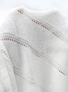 SHEIN LUNE Women's Solid Color V-Neck Hollow-Out Knit Sweater, Autumn/Winter