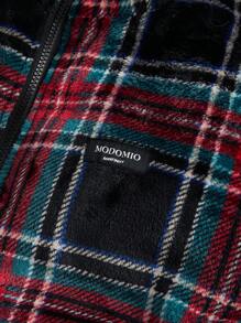 Manfinity VCAY Reversible Plaid Men Casual Collar Thickened Padded Coat, Windproof Warm Lined Coat, Fashionable Versatile Outerwear For Autumn/Winter, Christmas