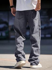 Claim Dot Men Cotton Bleach Wash Straight Leg Jeans - Grey - View 2