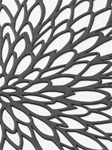 Black Placemats & Coasters ,Matching Washable Pressed PVC Laser Cut Dining Table Mats Round Floral Decoration,Creative Black Flower Design Hollow Out Anti-Slip Table Mat For Christmas Halloween Thanksgiving Wedding(10cm For Coaster , 38cm For Placemat Different Quantity Options) Christmas For Holiday Gift Giving