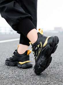 Teenagers Spring/Autumn Fashion Chunky Chunky Sneakers For Boys, Adjustable Hook And Loop Easy On/Off, Soft Comfortable Lining, Classic Color, Anti-Slip & Durable, School/Sports Sneakers - Multicolor - View 4